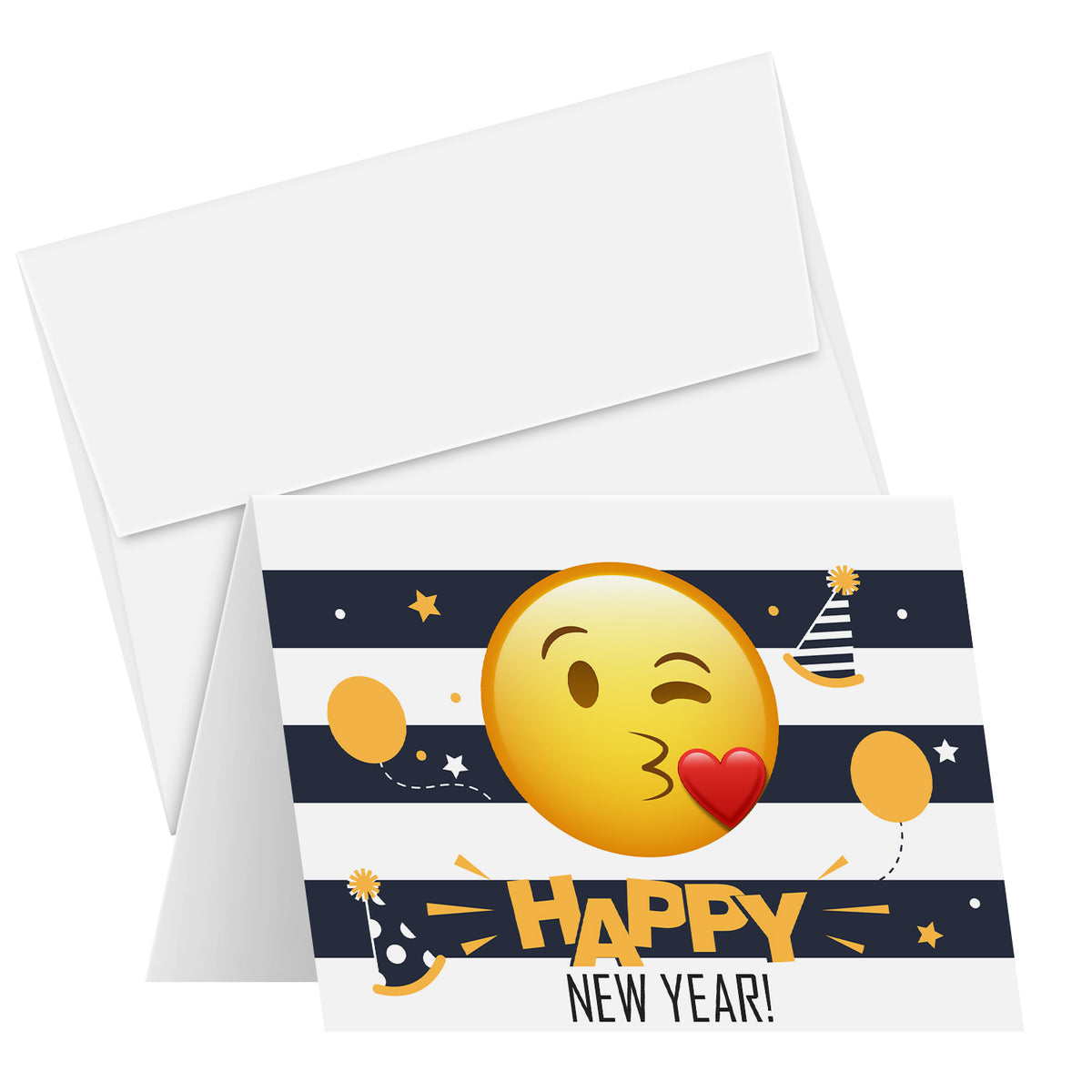 2025 Have A Happy New Year Greetings Cards - Funny and Cute Emoji Holiday Cards - Set of 25