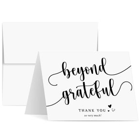 Beyond Grateful Thank You So Very Much Greeting Cards, Blank White Interior | A2 | 10 per Pack