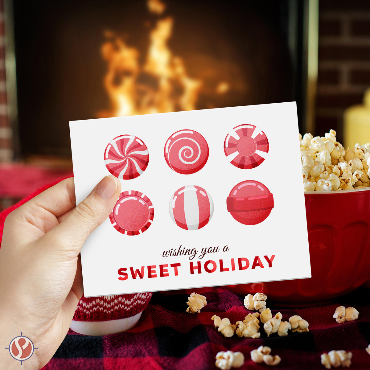 2025 Wishing You A Sweet Holiday! Greeting Cards and Envelopes – Christmas Candies – 4.25 x 5.5" – 25 per Pack