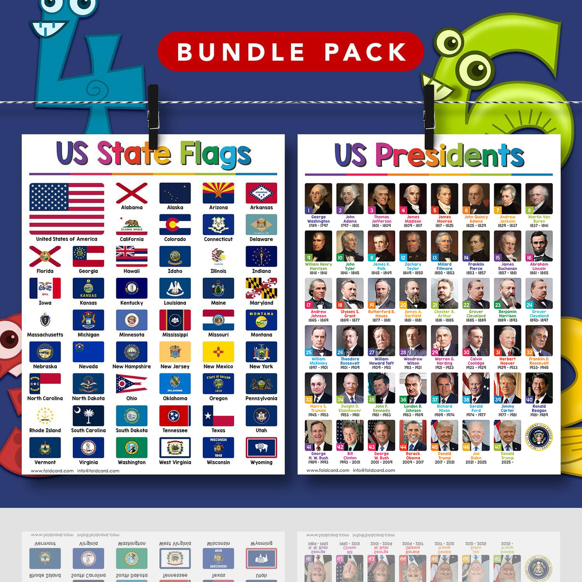 USA American Bundle - 7 Educational Posters for Kids