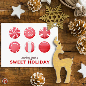 2025 Wishing You A Sweet Holiday! Greeting Cards and Envelopes – Christmas Candies – 4.25 x 5.5" – 25 per Pack