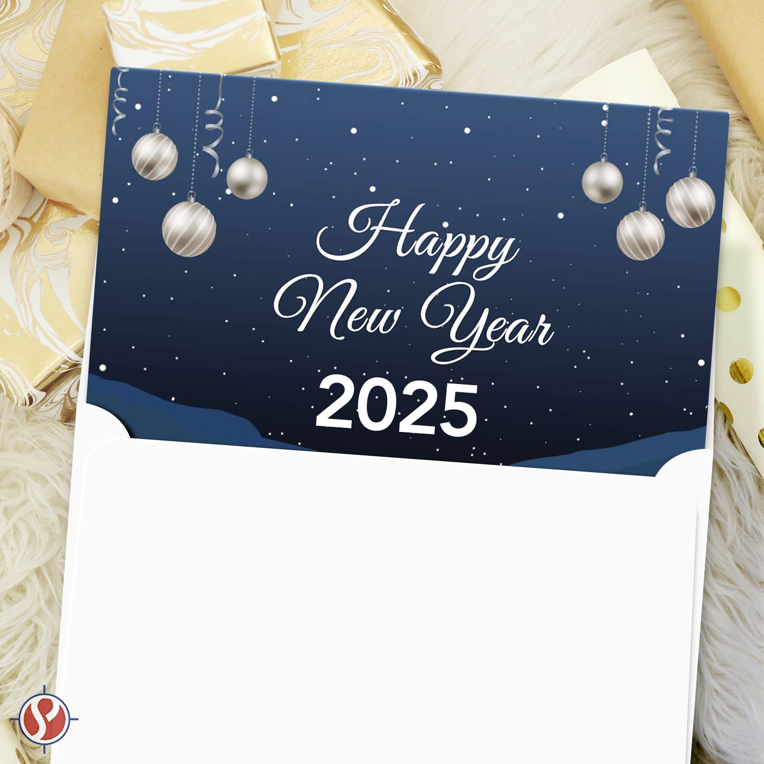 2023 Happy New Year - Blue Holiday Greetings 25 tarjetas y 25 sobres por paquete - 5 x 7" pulgadas cuando está plegado