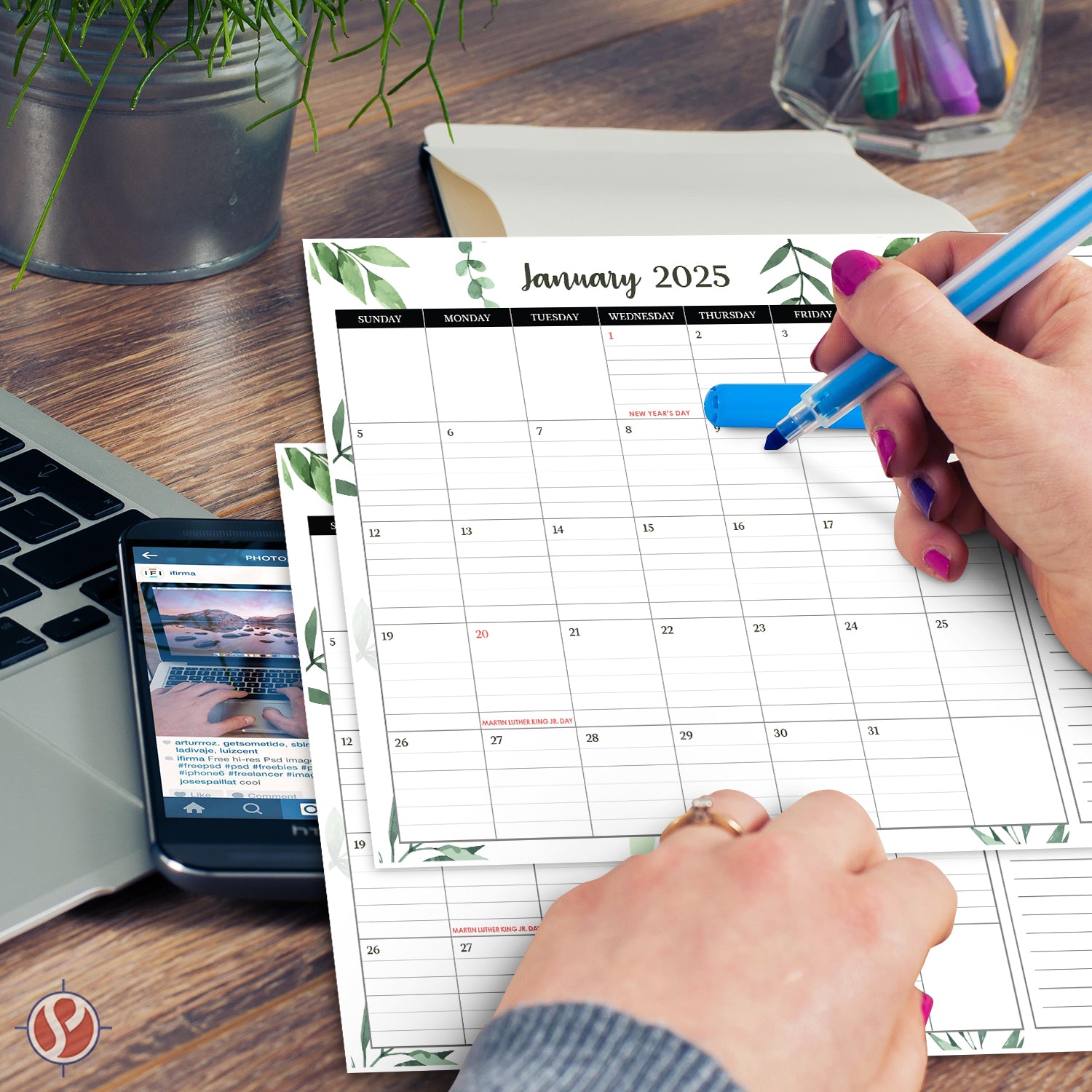 2025 Desk Year Calendar Desktop or Wall Planner, Tear-Off Pad for Easy Planning, Includes a Notes Section To Do's for the Year of 2025