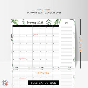 2025 Desk Year Calendar Desktop or Wall Planner, Tear-Off Pad for Easy Planning, Includes a Notes Section To Do's for the Year of 2025