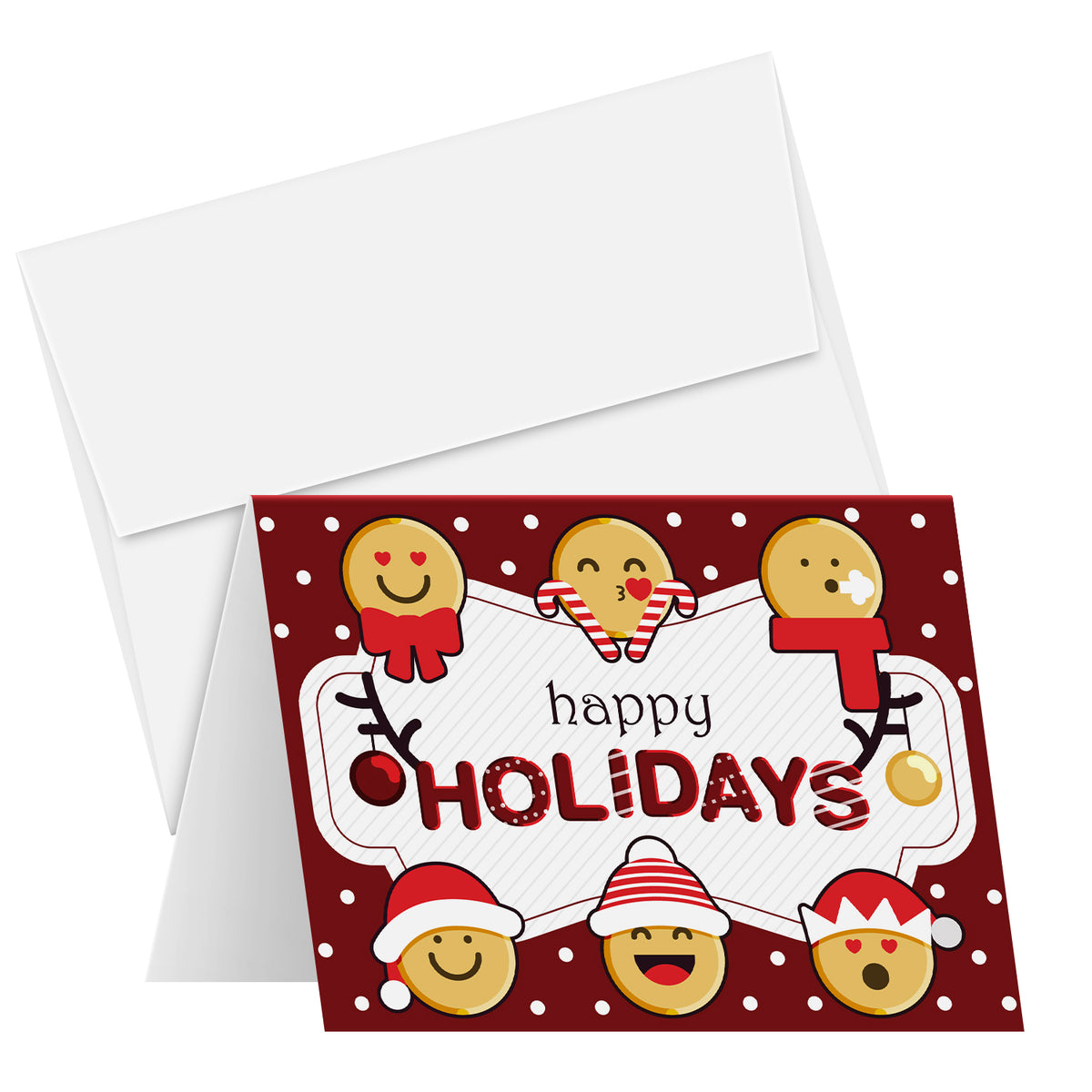 2025 Happy Holidays Greeting Cards – Red Blank Fold Over Card Stock & Envelopes - Set of 25