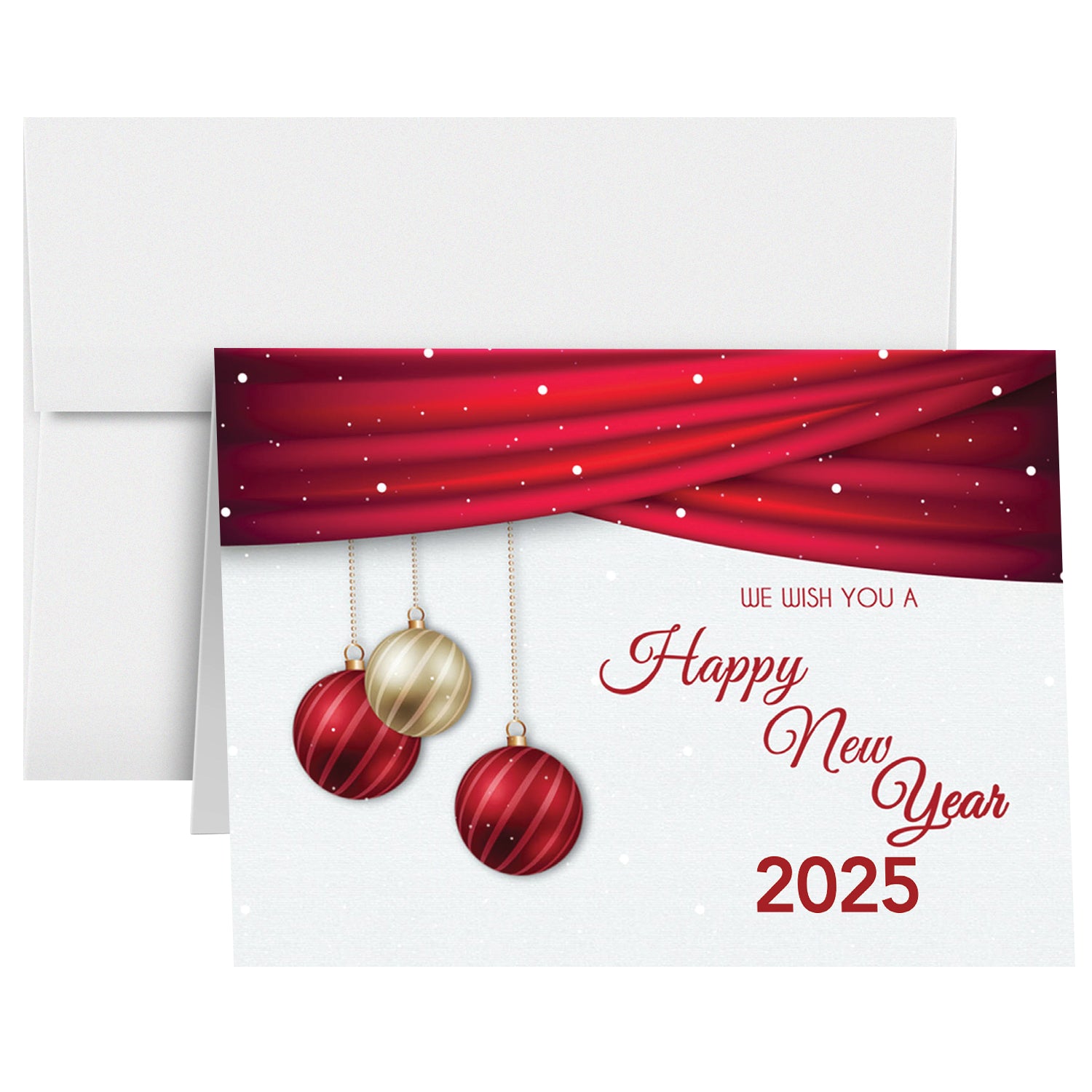 2025 Happy New Year Cards & Envelopes 25 Half Fold Cards & A7 Envelopes | 5 x 7 Inches