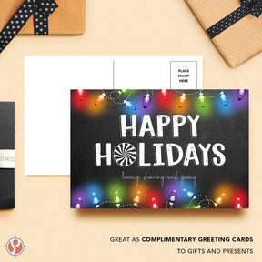 2025 Happy Holidays - Loving Sharing Giving Postcards for Christmas New Year's Greetings, Invitations - 4" x 6" - 25 per Pack