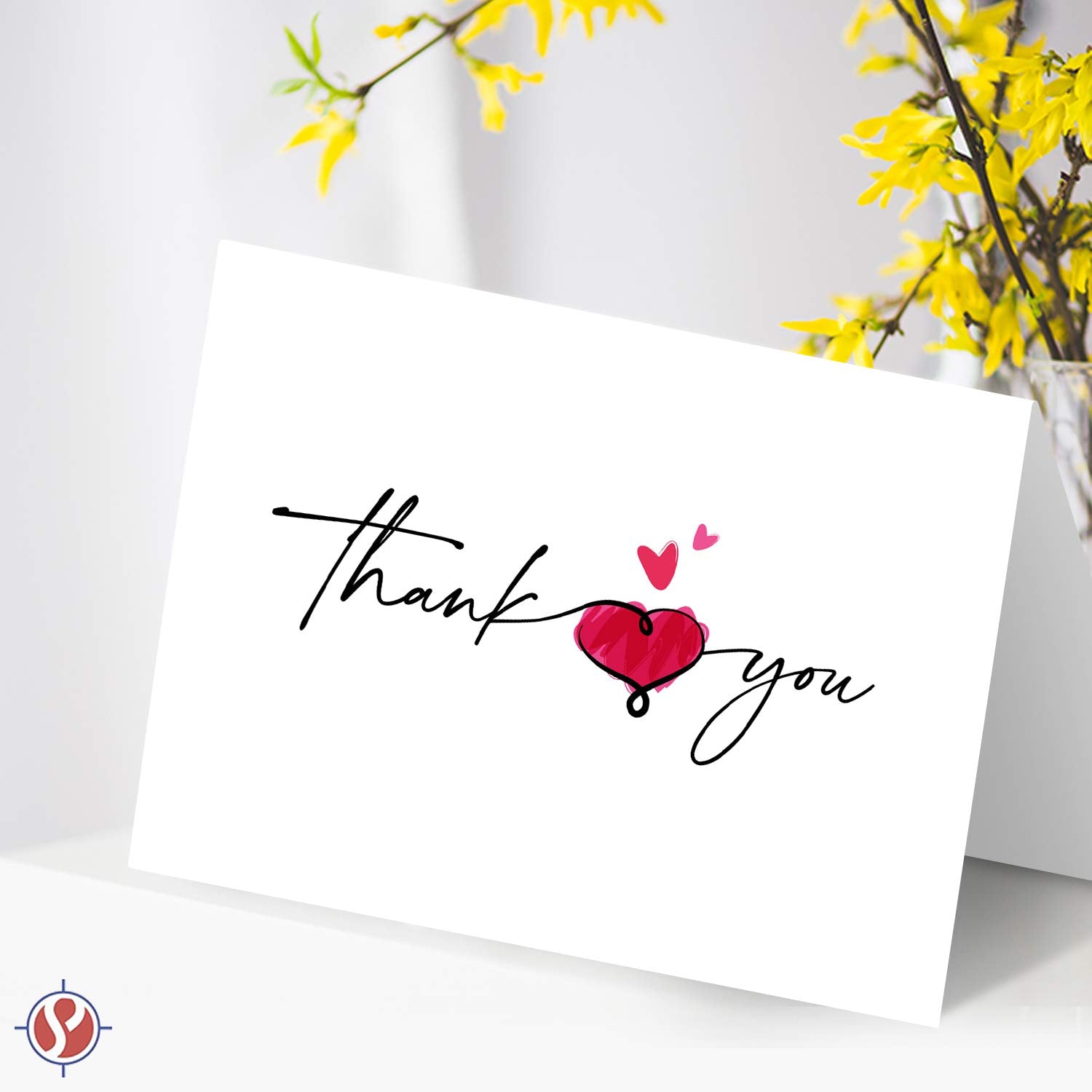 Valentine's Day Thank You Greeting Cards - Premium Quality with Artistic Heart Design - 10 Cards and 10 Envelopes per Pack