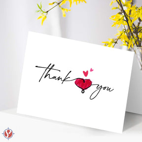 Valentine's Day Thank You Greeting Cards - Premium Quality with Artistic Heart Design - 10 Cards and 10 Envelopes per Pack