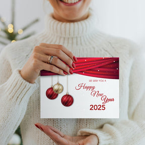 2025 Happy New Year Cards & Envelopes 25 Half Fold Cards & A7 Envelopes | 5 x 7 Inches