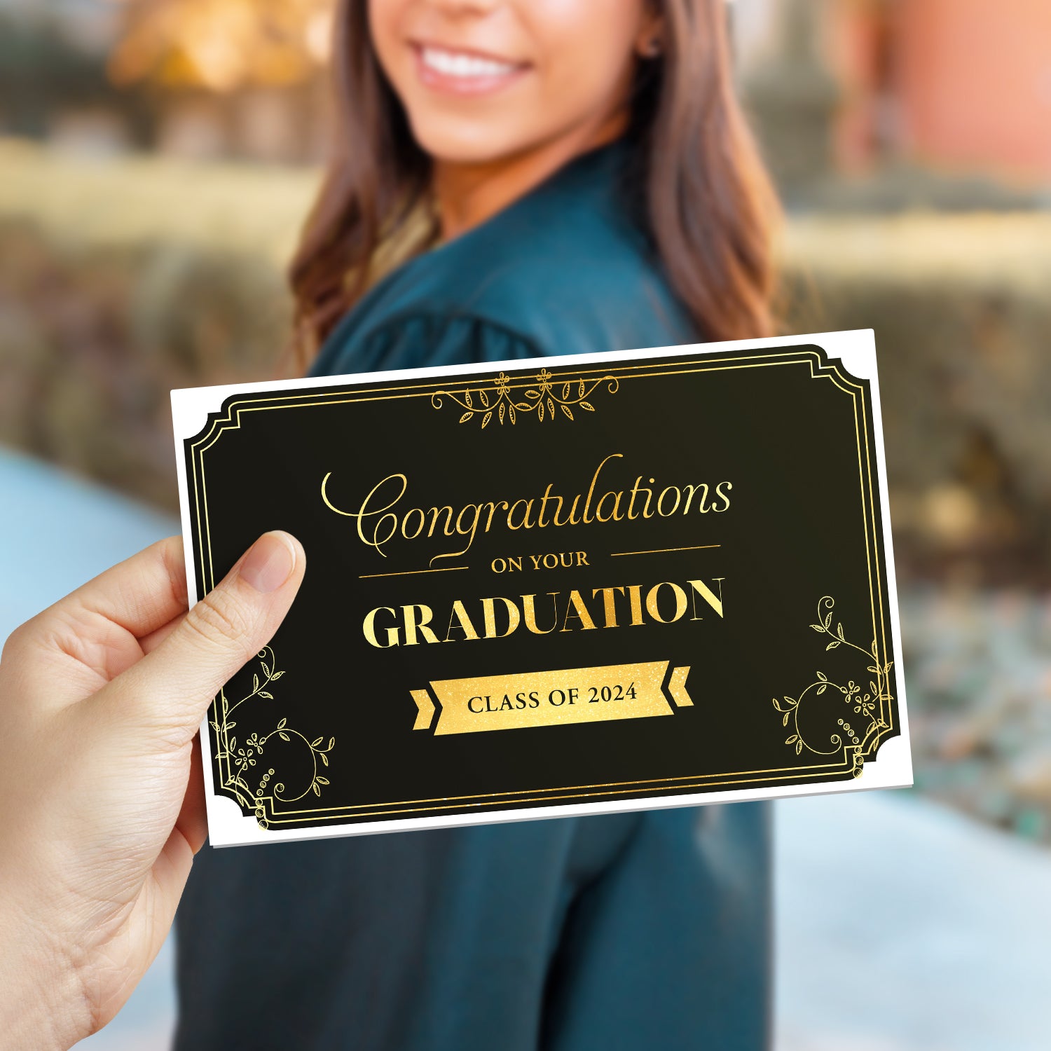 Tarjeta de felicitación de graduación elegante y clásica: felicitaciones por su graduación, clase de 2023