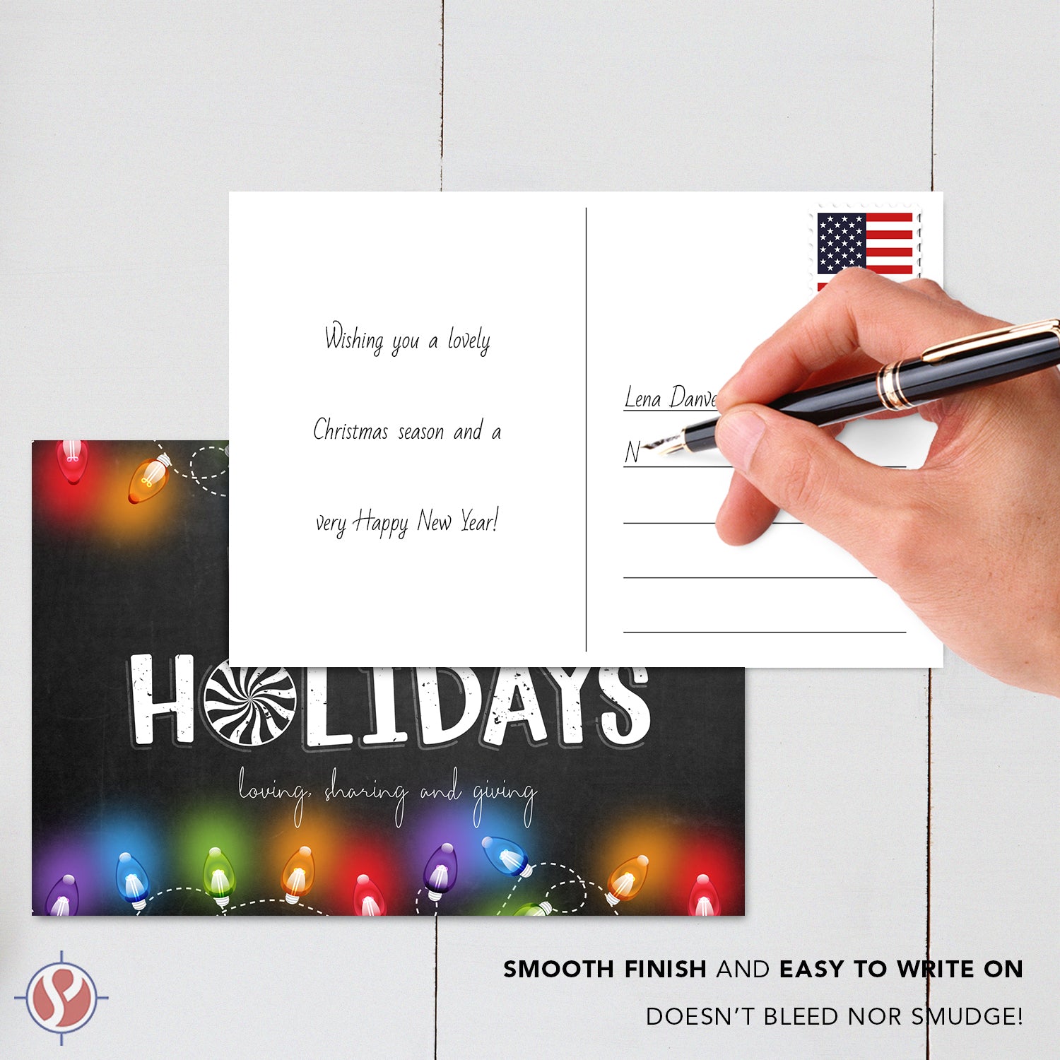 2025 Happy Holidays - Loving Sharing Giving Postcards for Christmas New Year's Greetings, Invitations - 4" x 6" - 25 per Pack