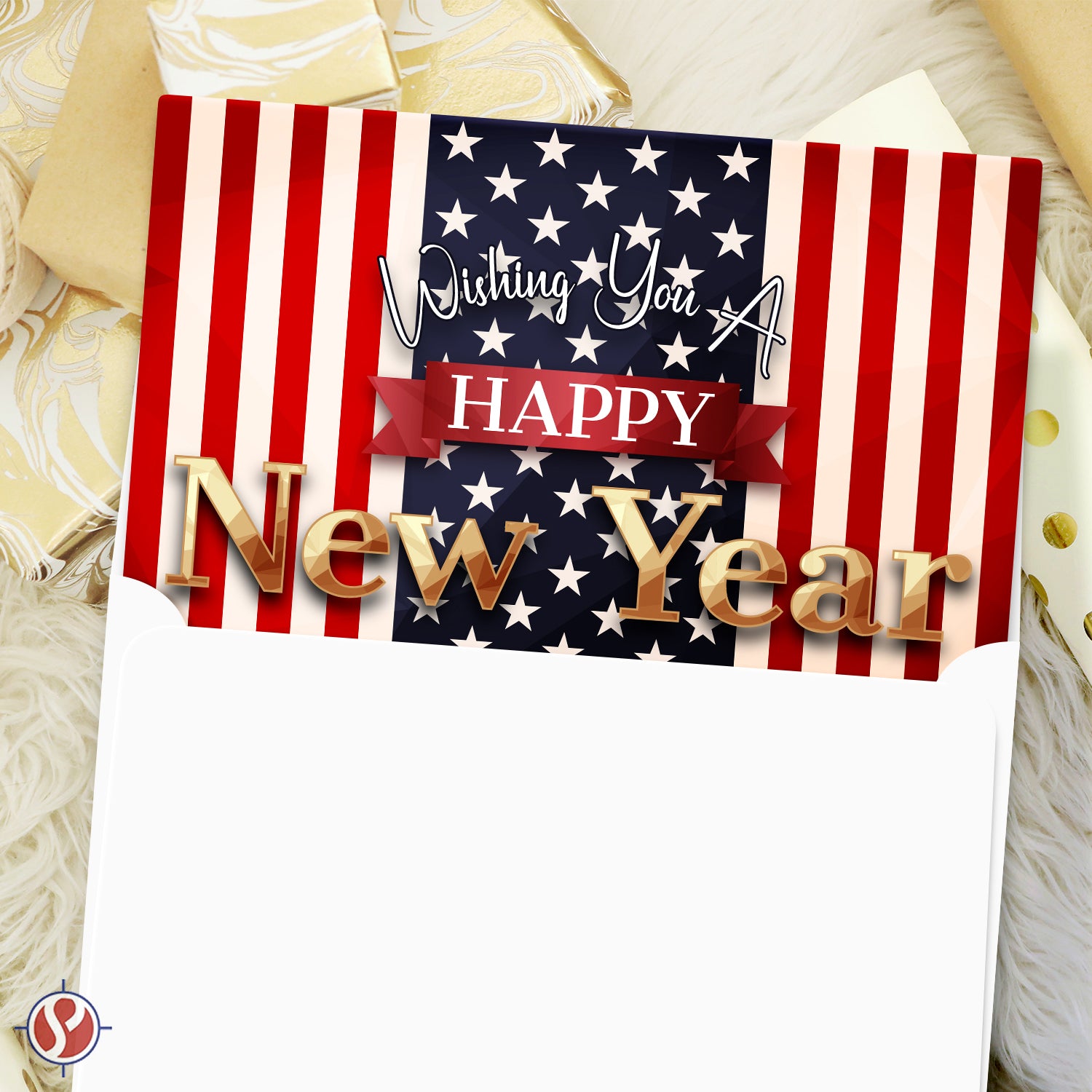 2023 Happy New Year - Bandera americana 4.25 x 5.5" - 25 por paquete