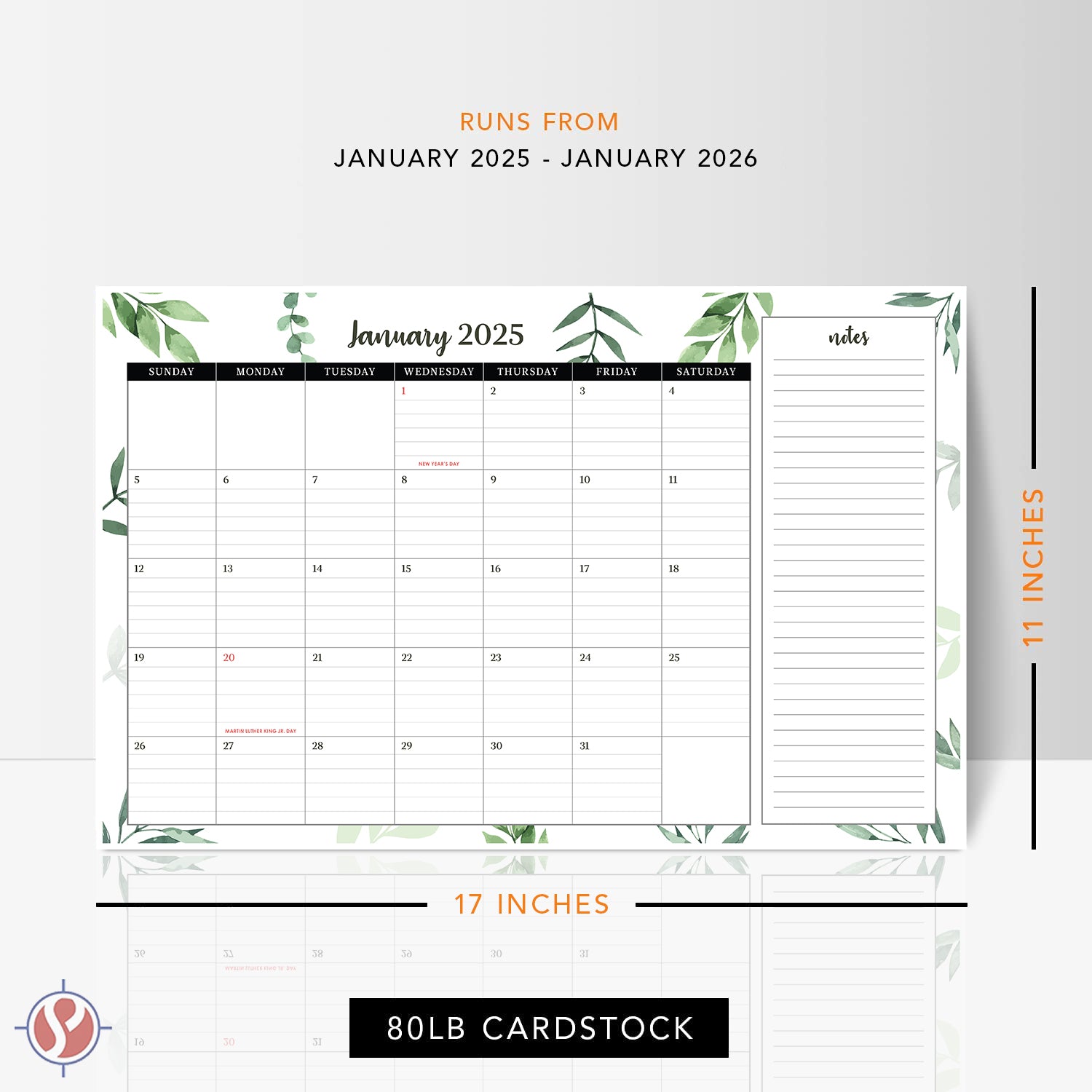 2025 Desk Year Calendar Desktop or Wall Planner, Tear-Off Pad for Easy Planning, Includes a Notes Section To Do's for the Year of 2025