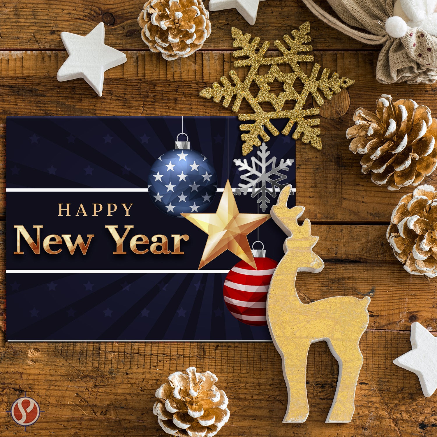 2025 Happy New Year – Blank American Patriotic Greeting Cards - 4.25 x 5.5" - 10 Per Pack