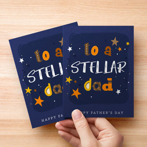 To A Stellar Dad, Happy Father's Day Greeting Cards and Envelopes for Dad, Stepdad | 4.25 x 5.5 | 10 per Pack