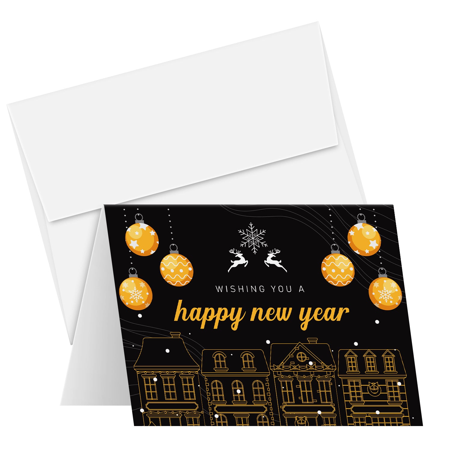 2025 Happy New Year Greeting Cards and Envelopes - 4.25 x 5.5" (A2 Size) - 25 per Pack