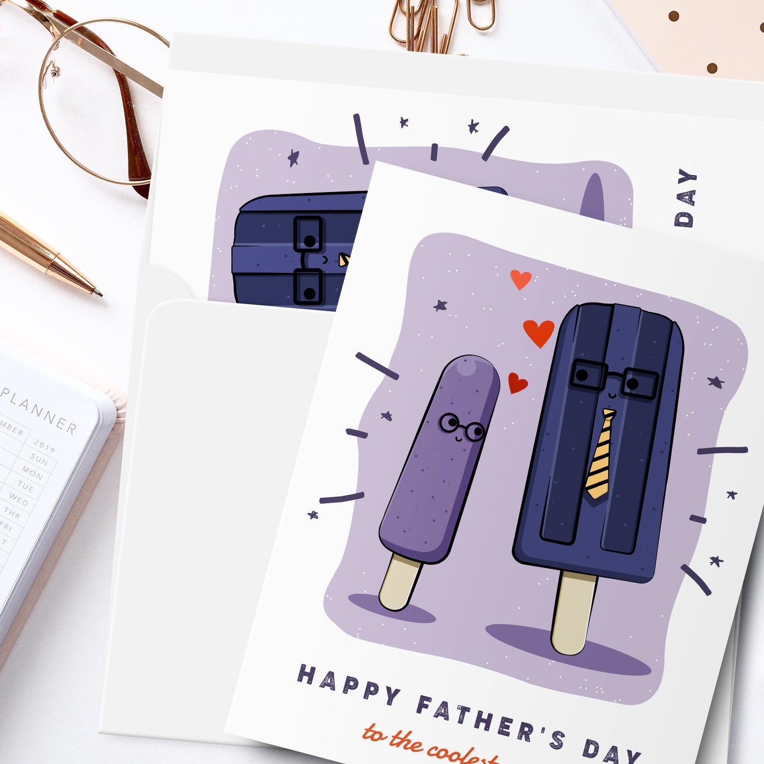 Happy Father's Day to the Coolest Pop! Greeting Cards and Envelopes for Dad, Stepdad | 4.25 x 5.5 | 10 per Pack