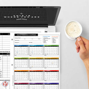 2025 Attendance Calendar Card Stock Paper – Great Employee Work Tracker | 3 Hole Punched | 8.5 x 11" | 25 per Pack