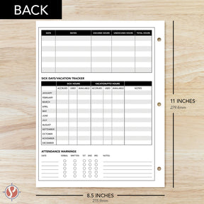 2025 Attendance Calendar Card Stock Paper – Great Employee Work Tracker | 3 Hole Punched | 8.5 x 11" | 25 per Pack