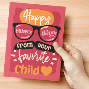 Happy Father's Day from Your Favorite Child Greeting Cards and Envelopes for Dad, Stepdad | 8.5 x 11 | 2 per Pack