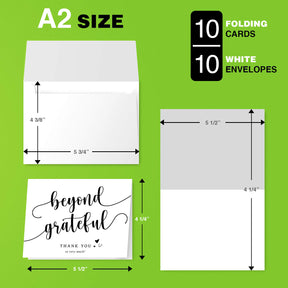 Beyond Grateful Thank You So Very Much Greeting Cards, Blank White Interior | A2 | 10 per Pack