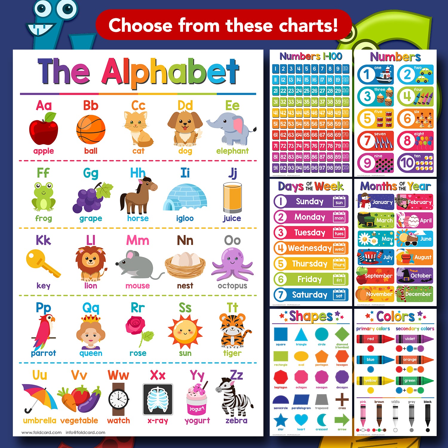 Math Symbols Chart Poster - 11" x 17" Educational Visual for Learning | 5-Pack