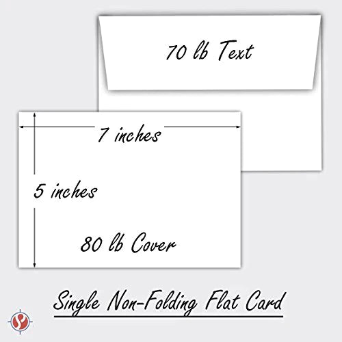 Blank Cards and Envelopes 5x7, 50 Set Blank Note Cards Thank You, Black