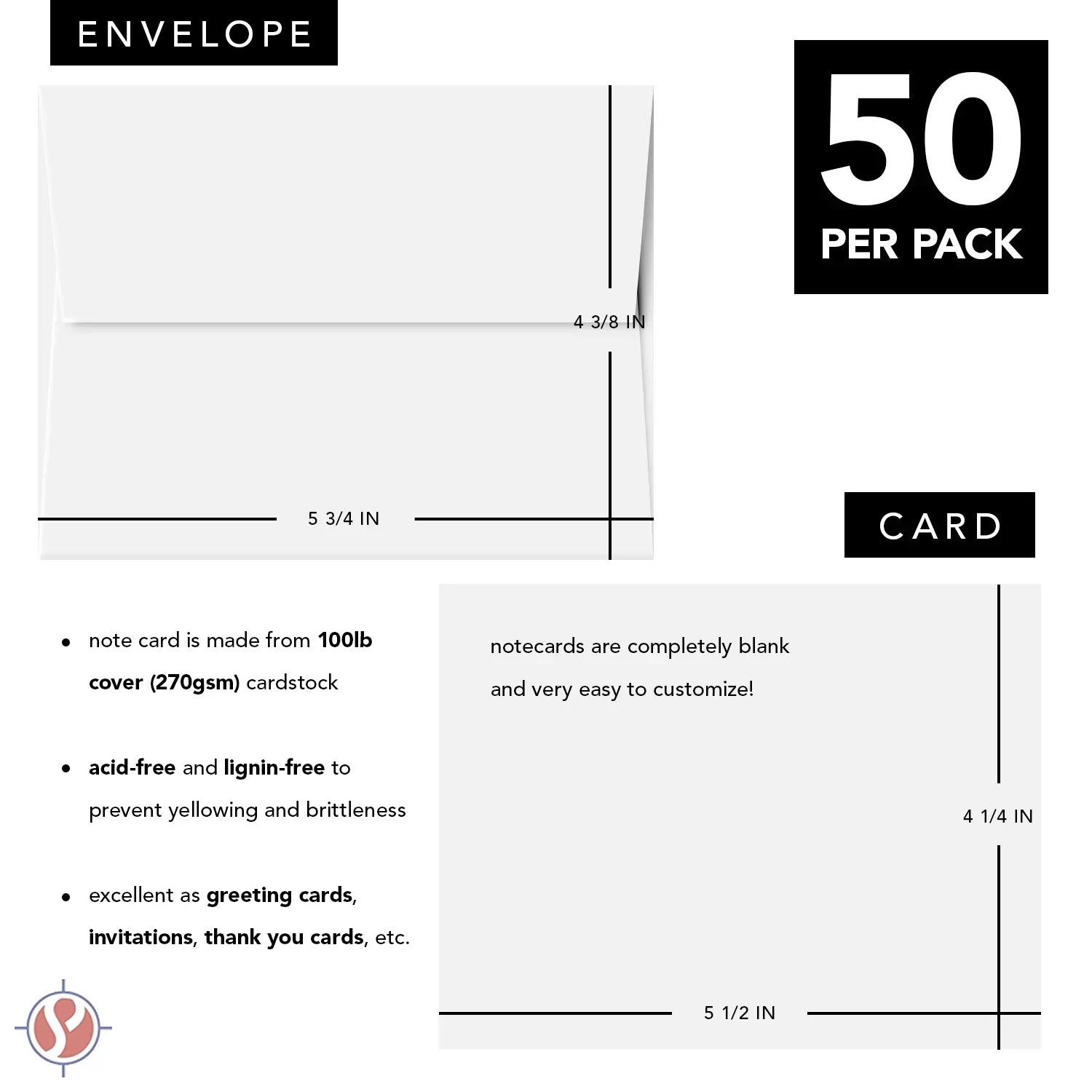 Cover-It Heavy Weight Blank Postcard, 4 x 6 Inches, White, Pack of 50 